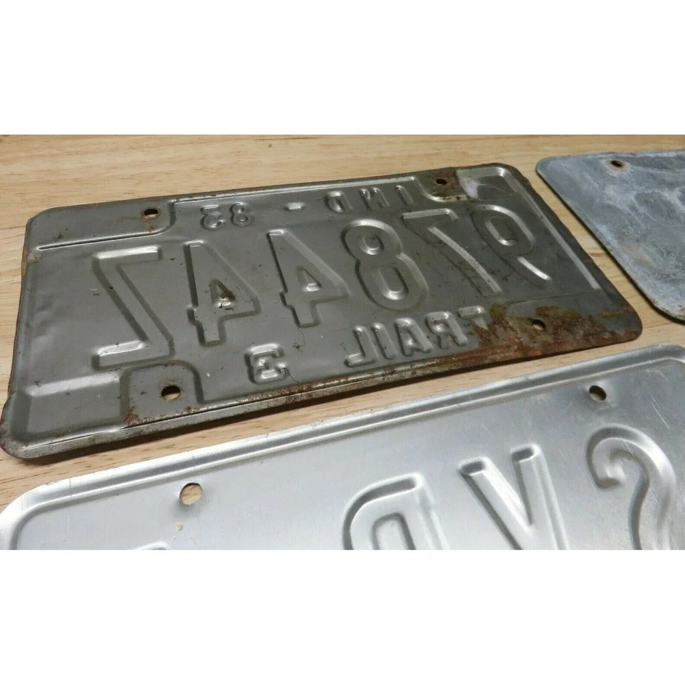 4 Vintage Ohio Indiana Illinois License Plates Garage Man Cave Decor Bar 70s 80s